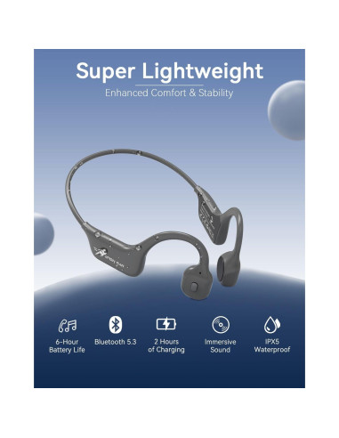 Auriculares de Conducción Ósea SANOTO Bluetooth 5.3 IPX5 8H