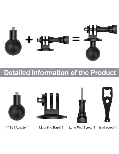 Adaptador de Montaje de Bola 2.54cm Mechrig YD040 para Gopro