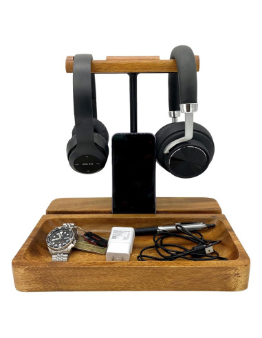 Soporte para Auriculares Doble de Madera Acacia WRIGHTMART
