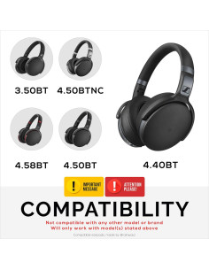 Almohadillas de Reemplazo Brainwavz para Sennheiser HD 4.50 y más - Cuero PU Negro 2