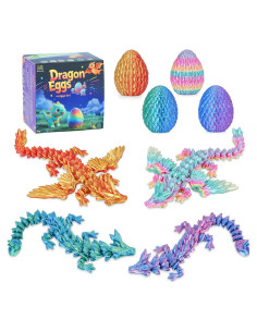 Juego de 4 Huevos de Dragón Articulados Minleway Multicolor