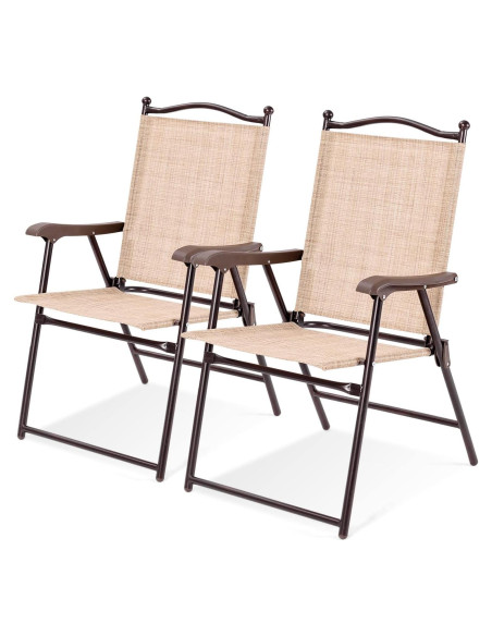 Conjunto de 2 Sillas Plegables Tangkula para Patio Beige
