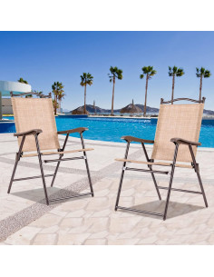 Conjunto de 2 Sillas Plegables Tangkula para Patio Beige 2