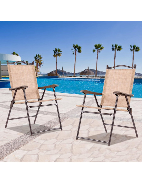 Conjunto de 2 Sillas Plegables Tangkula para Patio Beige