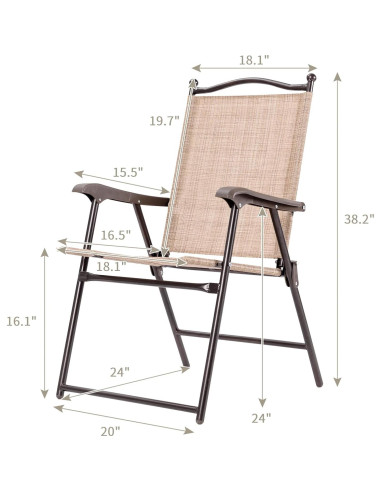 Conjunto de 2 Sillas Plegables Tangkula para Patio Beige