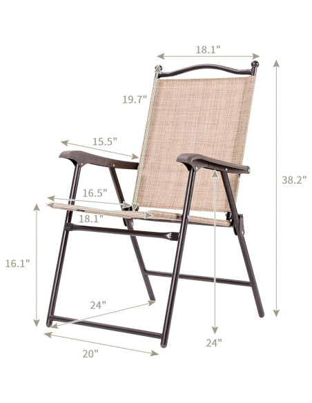 Conjunto de 2 Sillas Plegables Tangkula para Patio Beige