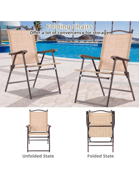 Conjunto de 2 Sillas Plegables Tangkula para Patio Beige