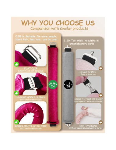 Rizador de Cabello Sin Calor BLAAROOM Jumbo Rojo Rosa 3 Piezas