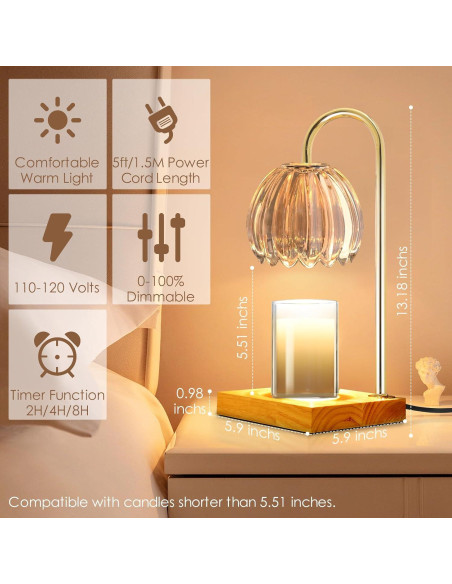 Lámpara Calentadora de Velas YIEELOG Ámbar Vintage 50W Lámpara Calentadora de Velas YIEELOG Ámbar Vintage 50W
