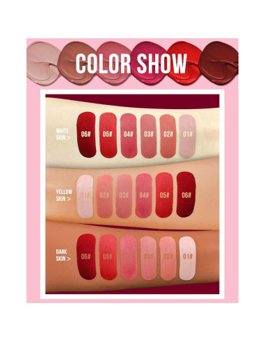 Lápiz Labial Líquido Mate 2Pcs - Rosa Nude y Rojo Vino