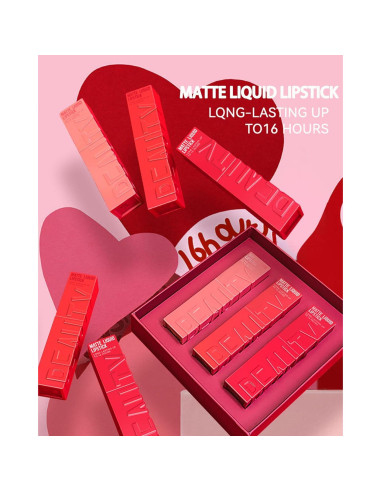 Lápiz Labial Líquido Mate 2Pcs - Rosa Nude y Rojo Vino