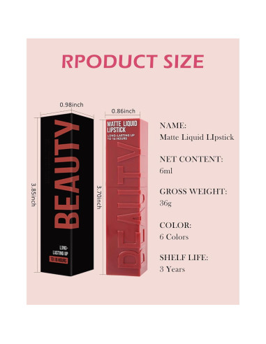 Lápiz Labial Líquido Mate 2Pcs - Rosa Nude y Rojo Vino