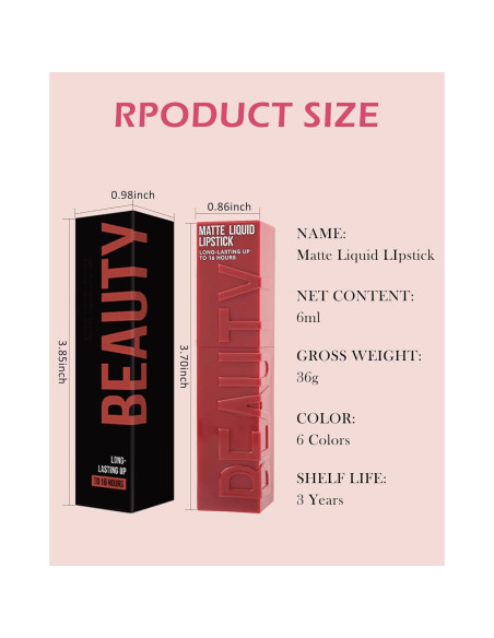 Lápiz Labial Líquido Mate 2Pcs - Rosa Nude y Rojo Vino