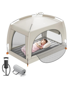 Cama de viaje inflable QPAU para niños con tienda 133.7x82.8cm