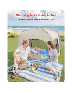 Cama de viaje inflable QPAU para niños con tienda 133.7x82.8cm 2