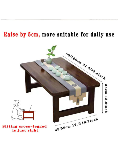 Mesa de Piso Plegable Japonesa YHGSYXL de Bambú 100x50x35cm
