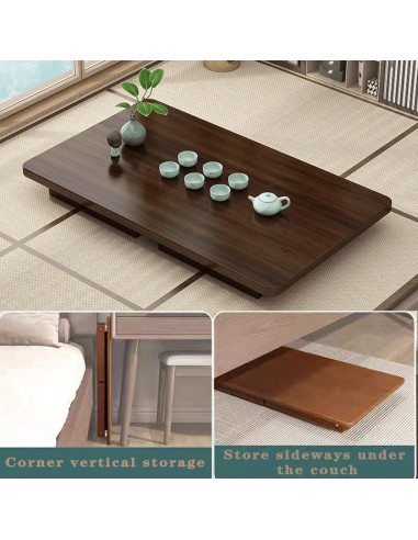 Mesa de Piso Plegable Japonesa YHGSYXL de Bambú 100x50x35cm