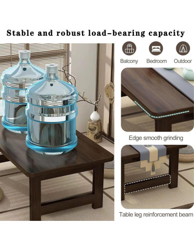 Mesa de Piso Plegable Japonesa YHGSYXL de Bambú 100x50x35cm