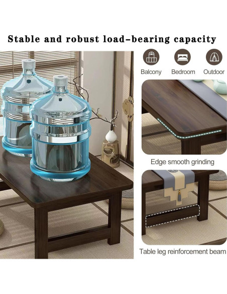 Mesa de Piso Plegable Japonesa YHGSYXL de Bambú 100x50x35cm