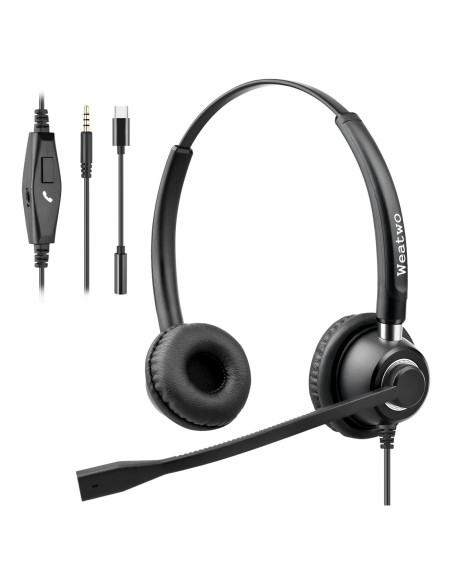 Auricular con cable Weatwo W520M 3.5mm y USB-C con micrófono