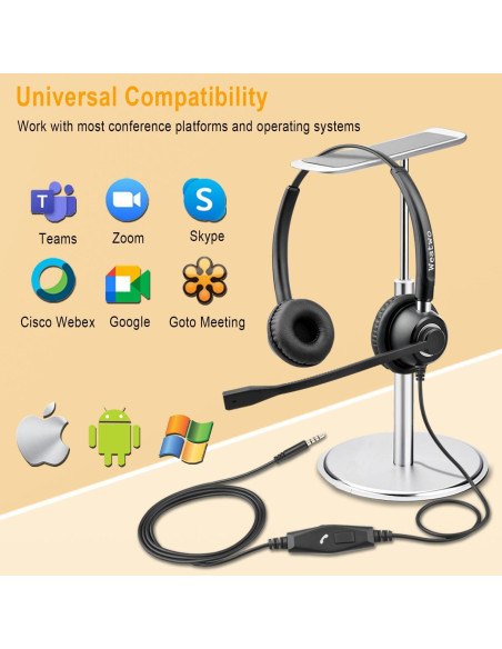 Auricular con cable Weatwo W520M 3.5mm y USB-C con micrófono