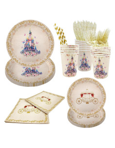 Juego de Vajilla de Fiesta de Princesa AIBIIN 112 PCS para 16