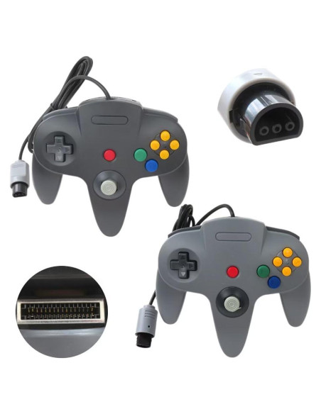 Controlador Joystick Cableado TalaBide para N64 - 2 Paquetes Negro y Gris Controlador Joystick Cableado TalaBide para N64 - 2 Paquetes Negro y Gris