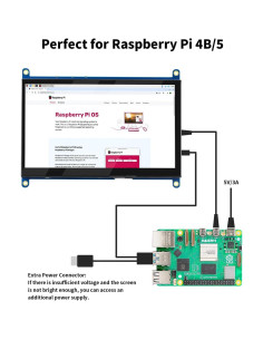Monitor LCD 7" CUQI 1024x600 para Raspberry Pi y PC 2
