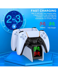 Estación de Carga Doble para Controlador PS5 DualSense - Carga Rápida con LED 2