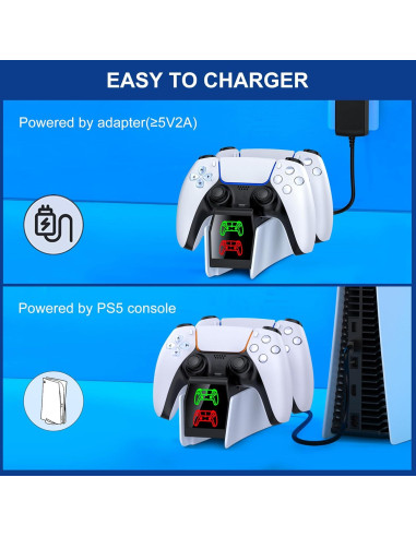 Estación de Carga Doble para Controlador PS5 DualSense - Carga Rápida con LED