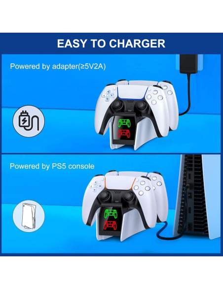Estación de Carga Doble para Controlador PS5 DualSense - Carga Rápida con LED