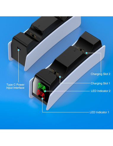 Estación de Carga Doble para Controlador PS5 DualSense - Carga Rápida con LED
