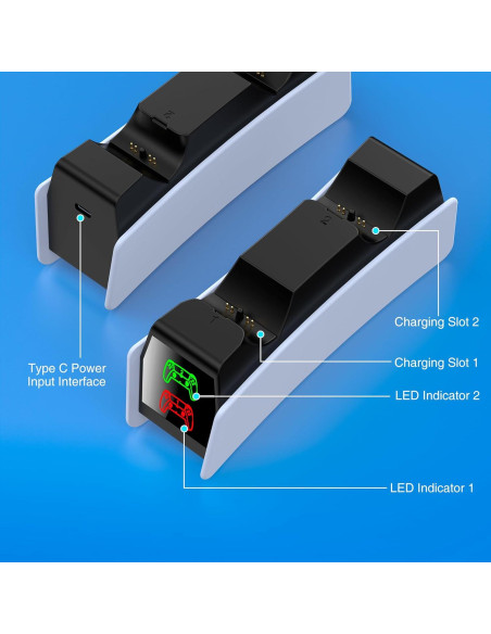 Estación de Carga Doble para Controlador PS5 DualSense - Carga Rápida con LED