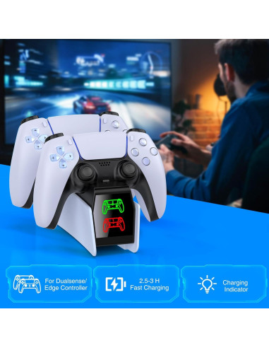 Estación de Carga Doble para Controlador PS5 DualSense - Carga Rápida con LED