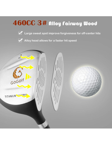 Set de Palos de Golf Junior OFFICEJOY para Niños 8-10 Años