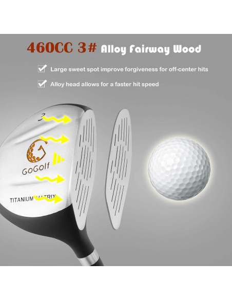 Set de Palos de Golf Junior OFFICEJOY para Niños 8-10 Años