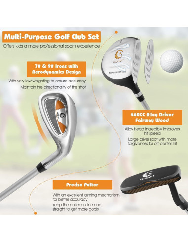 Set de Palos de Golf Junior OFFICEJOY para Niños 8-10 Años