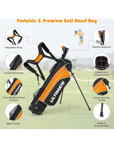 Set de Palos de Golf Junior OFFICEJOY para Niños 8-10 Años