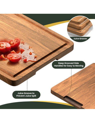Juego de 3 tablas de cortar de madera acacia X-PREK con canal