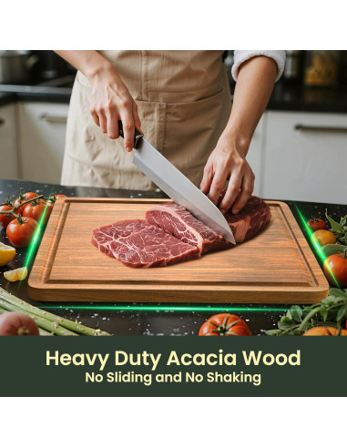 Juego de 3 tablas de cortar de madera acacia X-PREK con canal