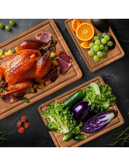 Juego de 3 tablas de cortar de madera acacia X-PREK con canal