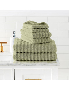 Juego de Toallas de Spa de Lujo Amrapur 6 Piezas 100% Algodón Sage 2