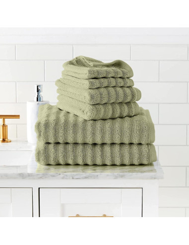 Juego de Toallas de Spa de Lujo Amrapur 6 Piezas 100% Algodón Sage