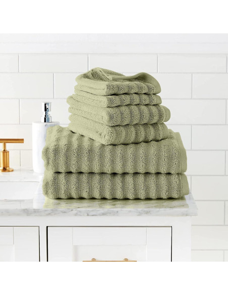 Juego de Toallas de Spa de Lujo Amrapur 6 Piezas 100% Algodón Sage Juego de Toallas de Spa de Lujo Amrapur 6 Piezas 100% Algodón Sage