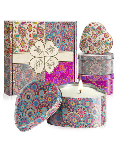 Set de 4 Velas Aromáticas WarmEmbrace - Lavanda, Vainilla, Sándalo, Limón