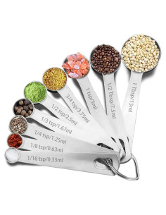 Juego de Cucharas Medidoras 9 Piezas YUNNKEEY Acero Inoxidable