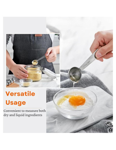Juego de Cucharas Medidoras 9 Piezas YUNNKEEY Acero Inoxidable