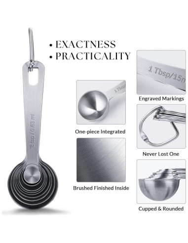 Juego de Cucharas Medidoras 9 Piezas YUNNKEEY Acero Inoxidable