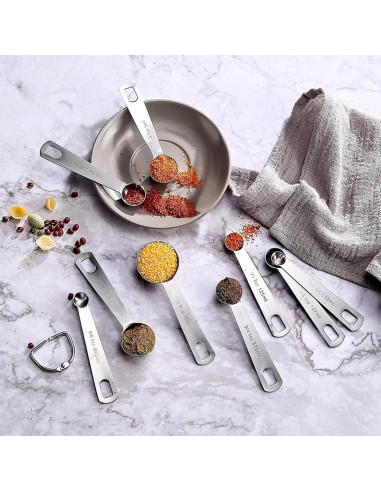 Juego de Cucharas Medidoras 9 Piezas YUNNKEEY Acero Inoxidable