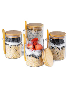 Contenedores de Avena Nocturna MHDCLY 4 Pack 473ml Vidrio